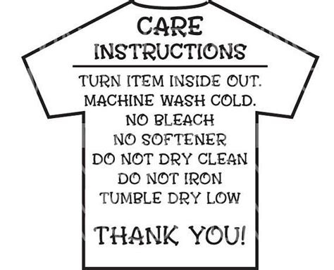 Printable Care Instructions For Vinyl Shirts